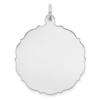 Sterling Silver Rh-plt Engraveable Polished Front Satin Back Disc Charm view 1
