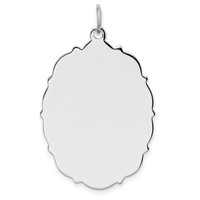 Sterling Silver Rh-plt Engraveable Polished Front Satin Back Disc Charm view 1