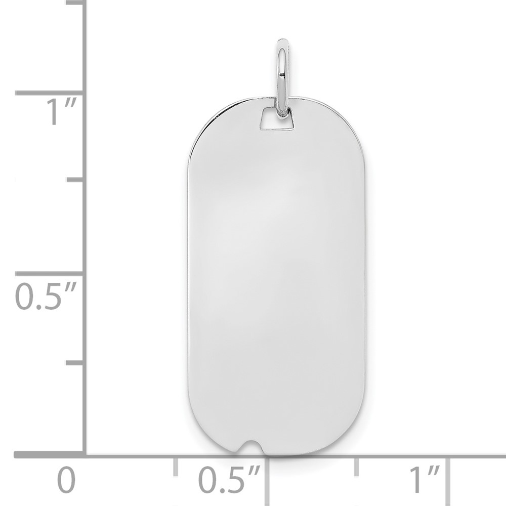 SS Rh-plt Engraveable Dog Tag Polished Front/Satin Back Disc Charm (QM442/35)