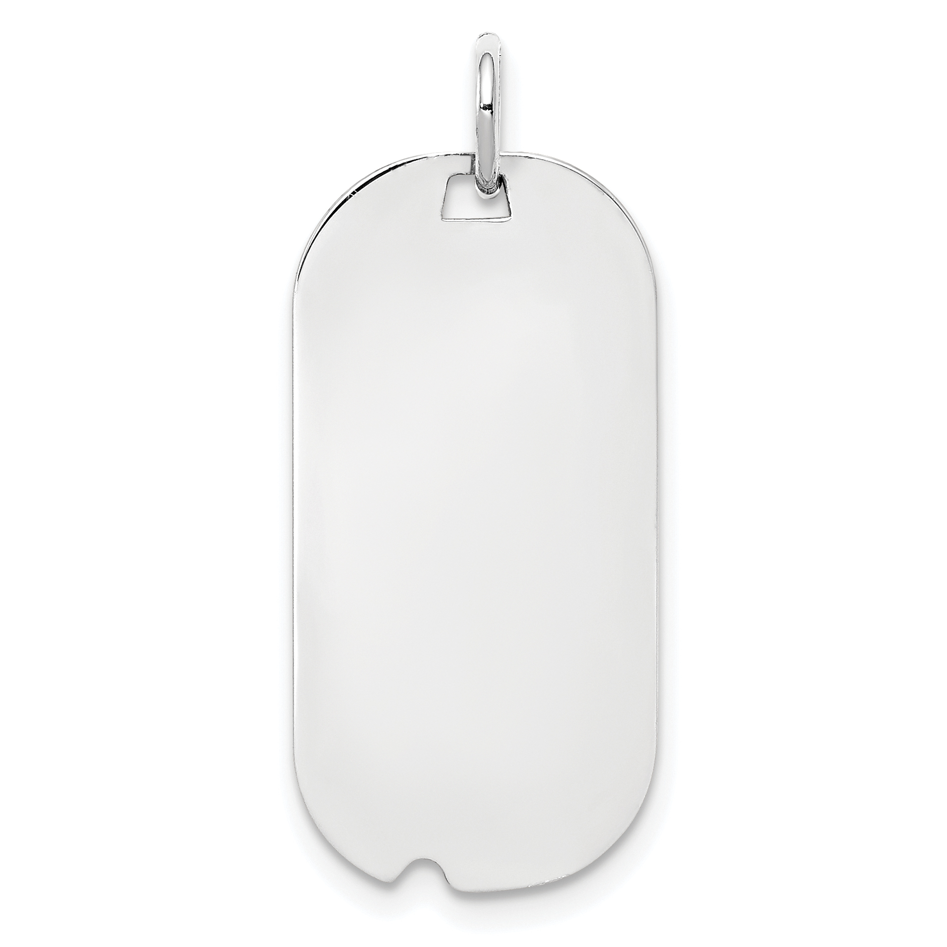 SS Rh-plt Engraveable Dog Tag Polished Front/Satin Back Disc Charm (QM442/35)