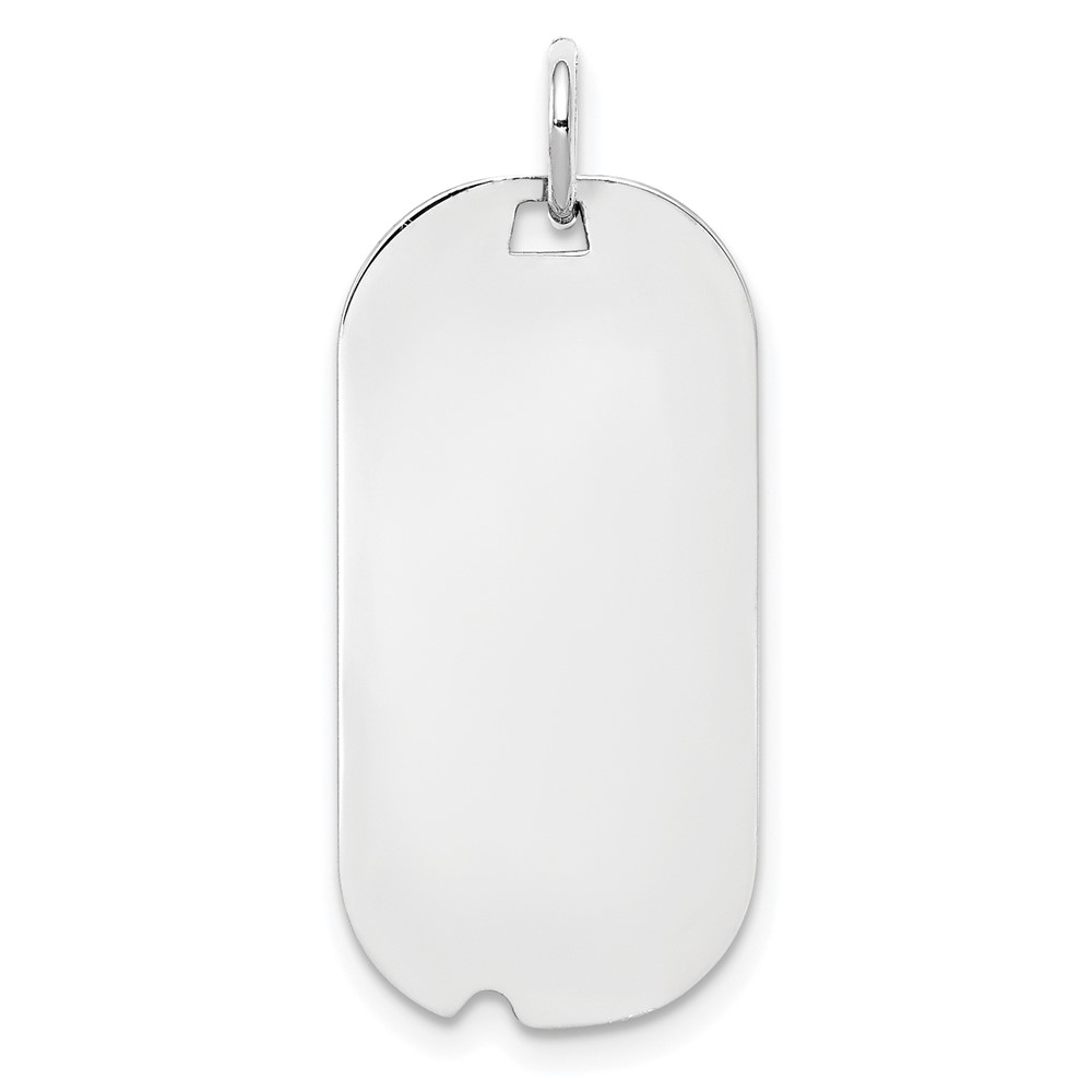 SS Rh-plt Engraveable Dog Tag Polished Front/Satin Back Disc Charm (QM442/35)