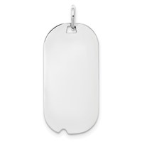 Sterling Silver Rh-plt Engravable Dog Tag Polished Front Back Disc Charm view 1
