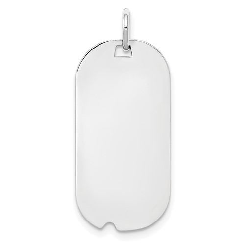 SSilver Rh-plt Engravable Dog Tag Polished Front Satin Back Disc Charm