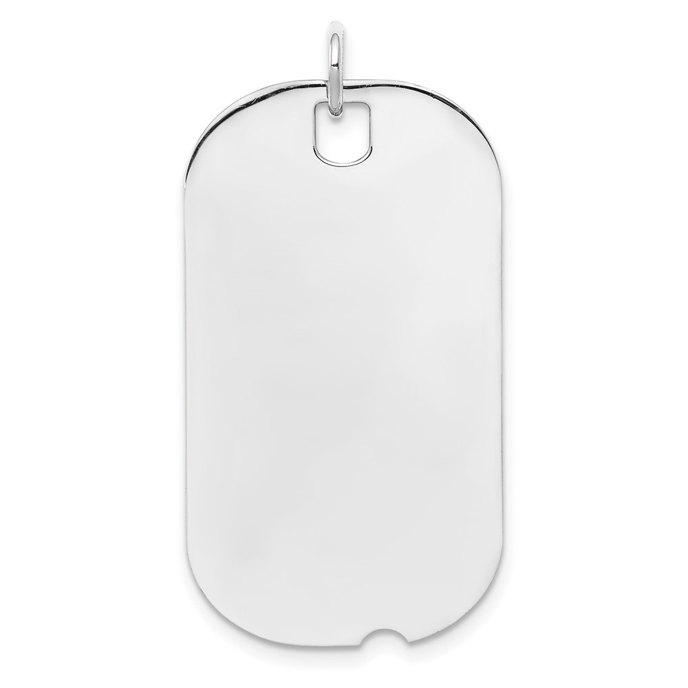 SS Rh-plt Engraveable Dog Tag Polished Front/Satin Back Disc Charm (QM443/35)