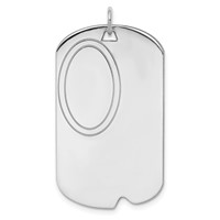 Sterling Silver Rh-plt Engravable Dog Tag Polished Front Back Disc Charm view 1