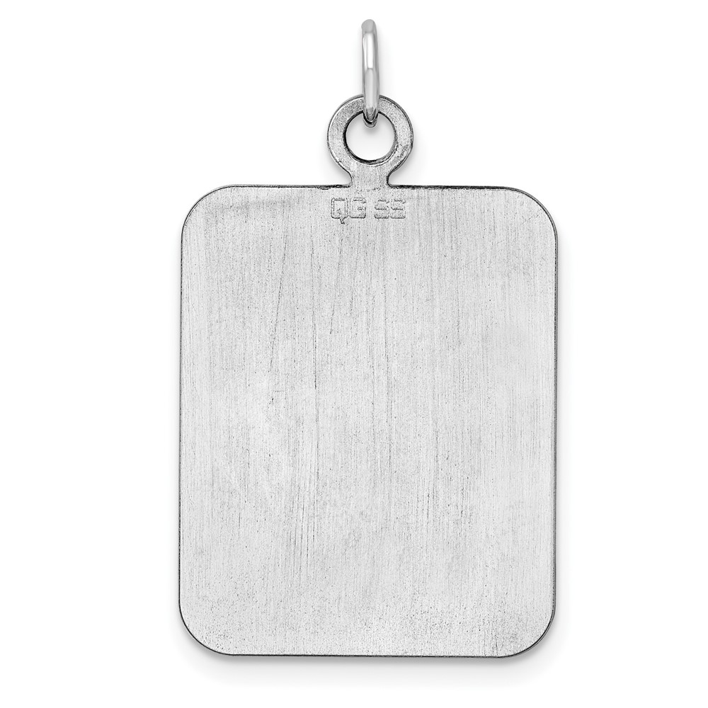 Sterl Silver Rh-plt Engraveable Rectangle Polished Front/Back Disc Charm (QM446/35P)