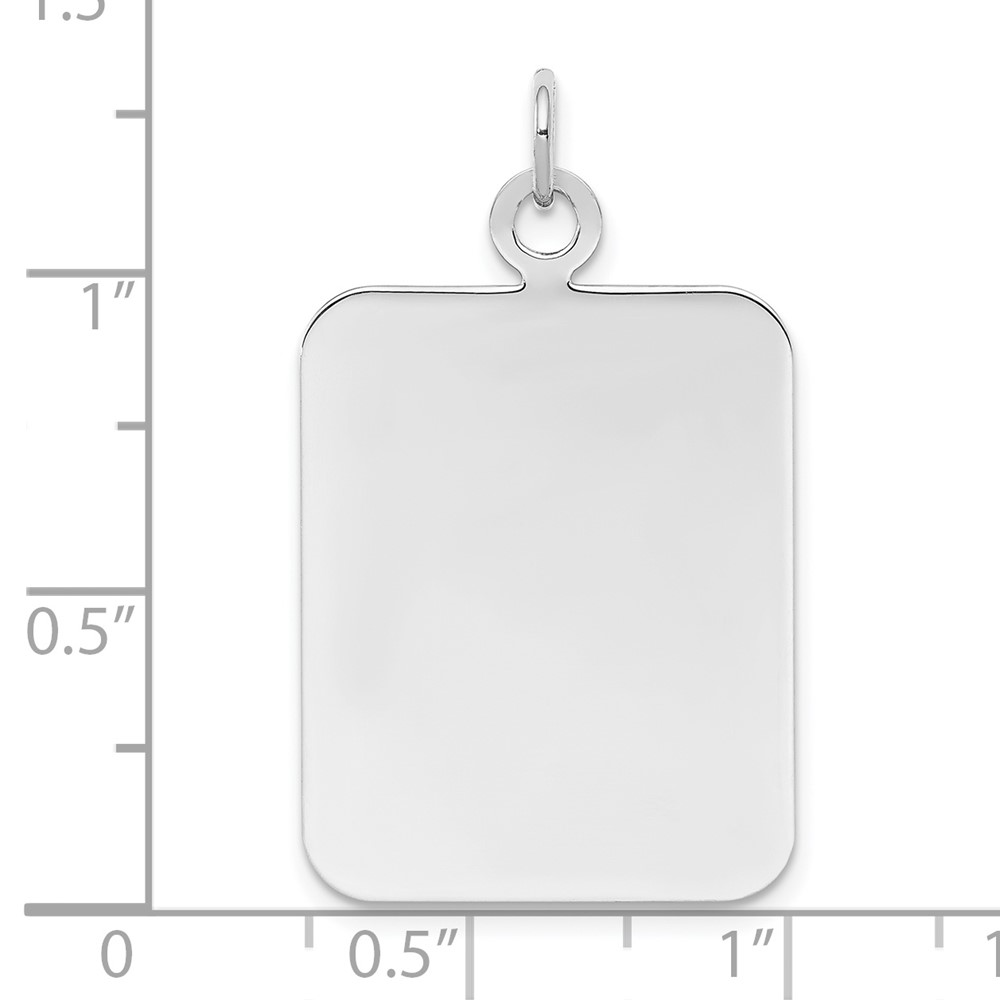 Sterl Silver Rh-plt Engraveable Rectangle Polished Front/Back Disc Charm (QM446/35P)