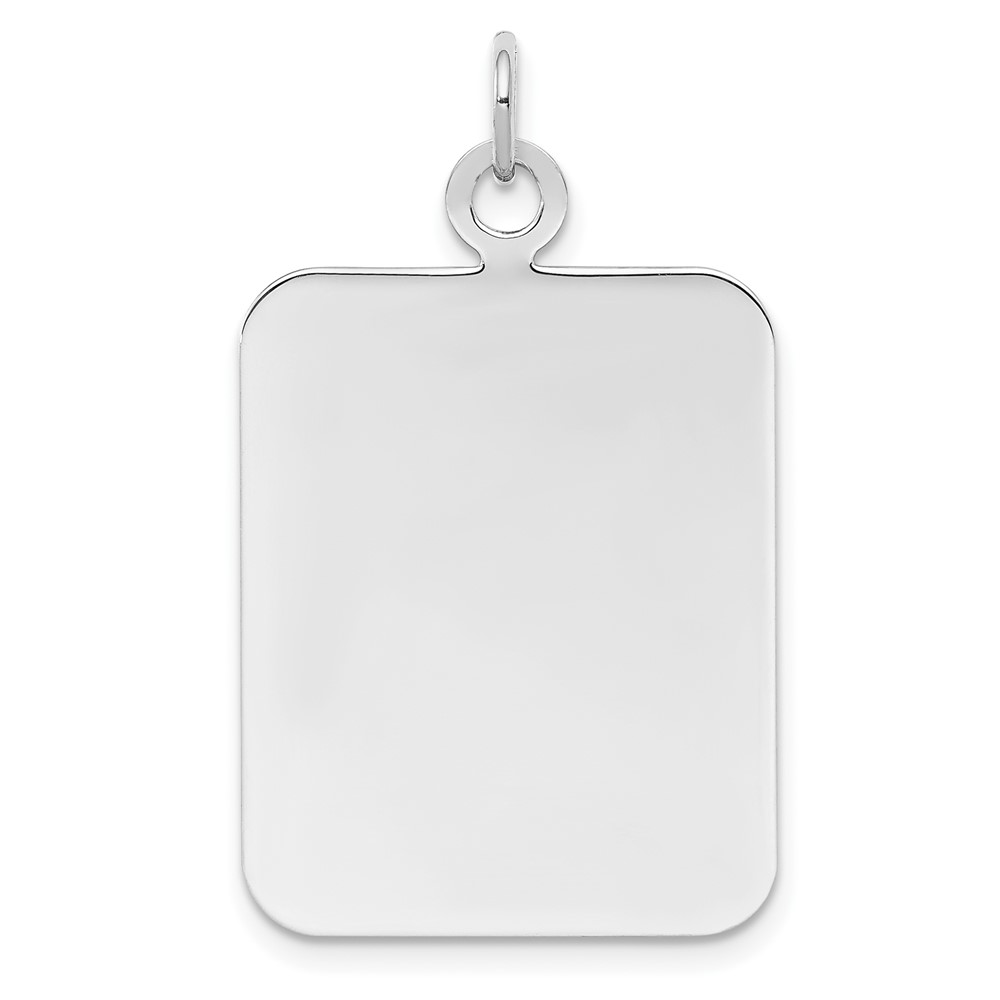 SS Rh-plt Engraveable Rectangle Polished Front/Satin Back Disc Charm (QM446/35)