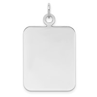 Sterling Silver Rh-plt Engravable Rectangle Polished Front Back Disc Charm view 1