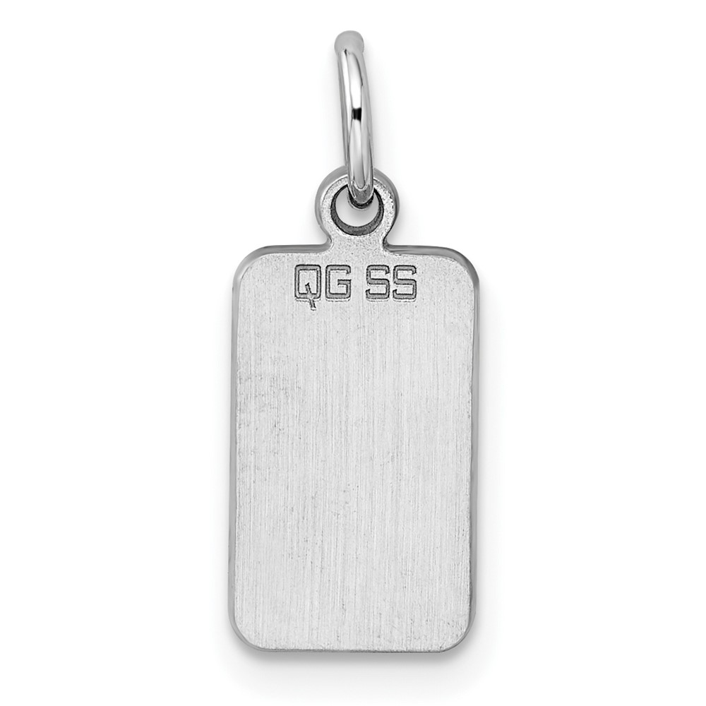 SS Rh-plt Engraveable Rectangle Polished Front/Satin Back Disc Charm (QM447/18)