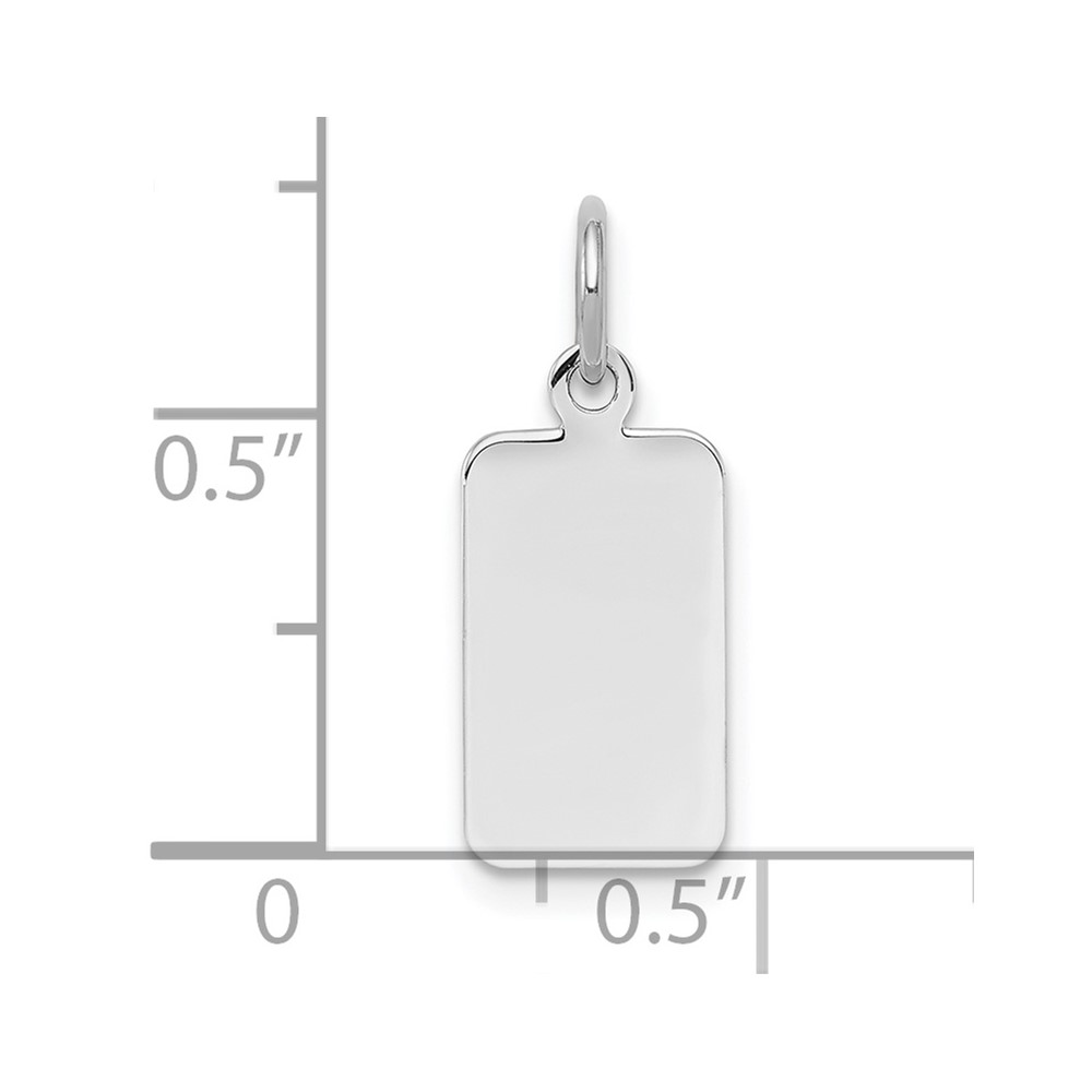 SS Rh-plt Engraveable Rectangle Polished Front/Satin Back Disc Charm (QM447/18)