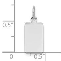 Sterling Silver Rh-plt Engravable Rectangle Polished Front Back Disc Charm view 3