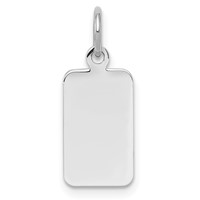 Sterling Silver Rh-plt Engravable Rectangle Polished Front Back Disc Charm view 1