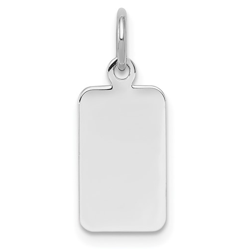 SSilver Rh-plt Engravable Rectangle Polished Front/Satin Back Disc Charm