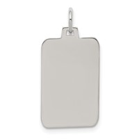 Sterling Silver Rhod.-plated Eng. Rect. Polish Front Satin Back Disc Charm view 1