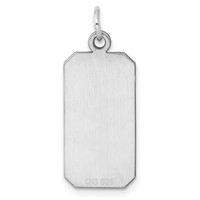 SSilver Rh-plt Engravable Rectangle Polished Front Satin Back Disc Charm view 4