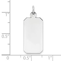SSilver Rh-plt Engravable Rectangle Polished Front Satin Back Disc Charm view 3