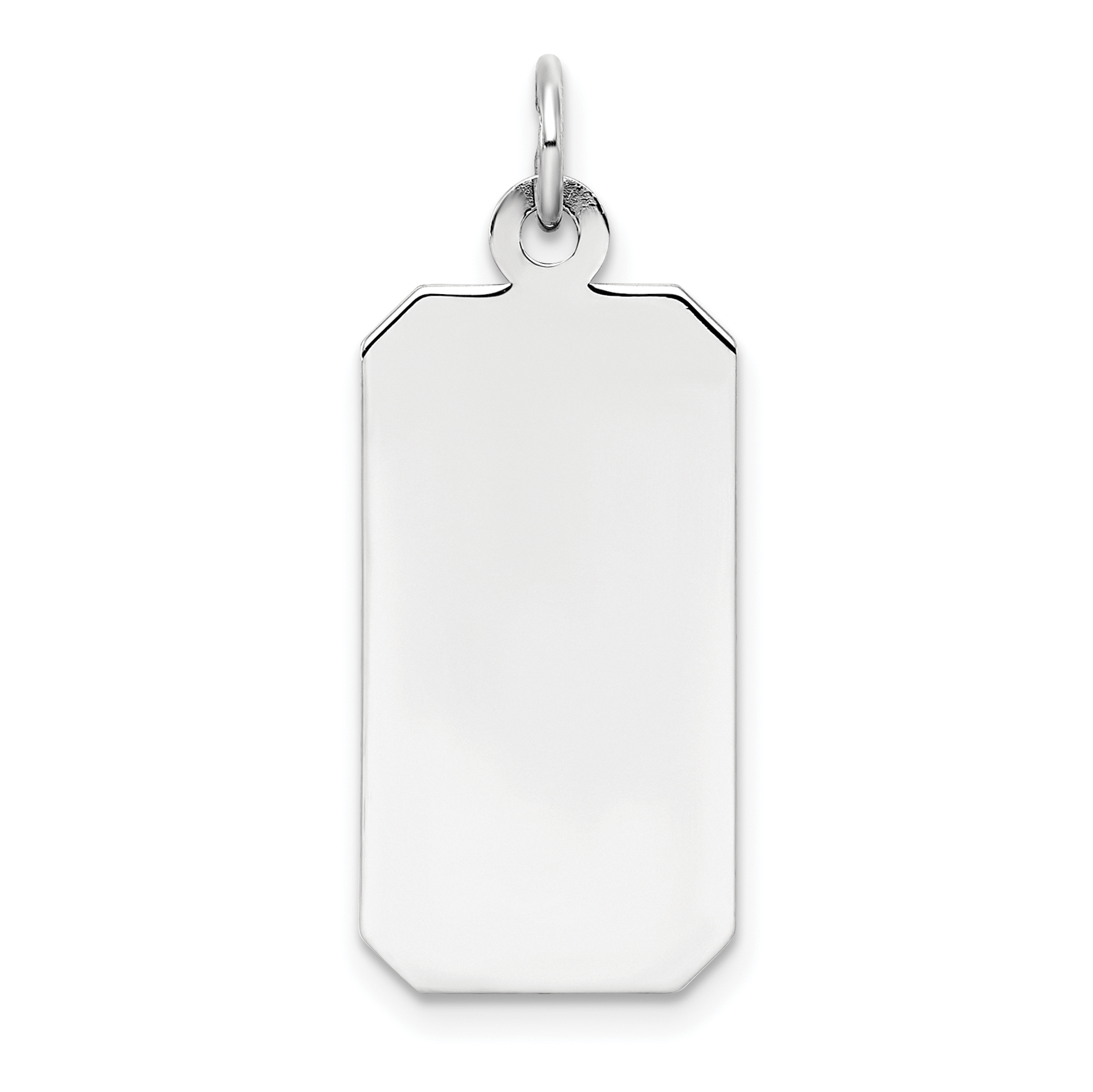 SS Rh-plt Engraveable Rectangle Polished Front/Satin Back Disc Charm (QM450/18)