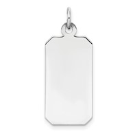 SSilver Rh-plt Engravable Rectangle Polished Front Satin Back Disc Charm view 1