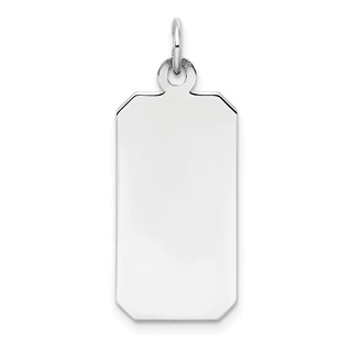 Sterling Silver Engraveable Rectangle Polished Front/Back Disc Charm
