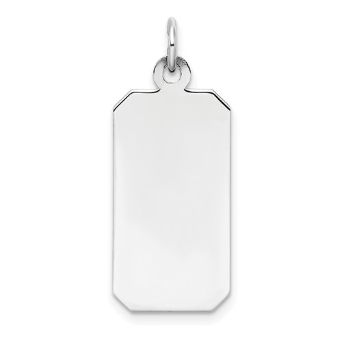 SSilver Rh-plt Engravable Rectangle Polished Front Satin Back Disc Charm