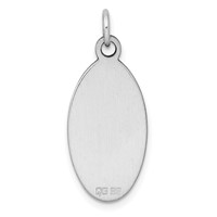 Sterl Silver Rh-plt Engraveable Oval Polished Front Satin Back Disc Charm view 4