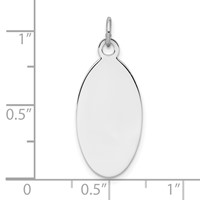 Sterl Silver Rh-plt Engraveable Oval Polished Front Satin Back Disc Charm view 3
