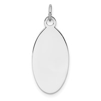 Sterl Silver Rh-plt Engraveable Oval Polished Front Satin Back Disc Charm view 1