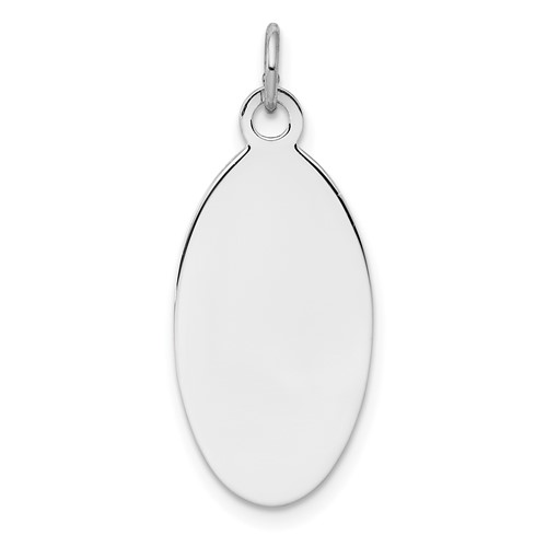 Sterl Silver Rh-plt Engraveable Oval Polished Front Satin Back Disc Charm