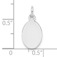 Sterl Silver Rh-plt Engraveable Oval Polished Front Satin Back Disc Charm view 3