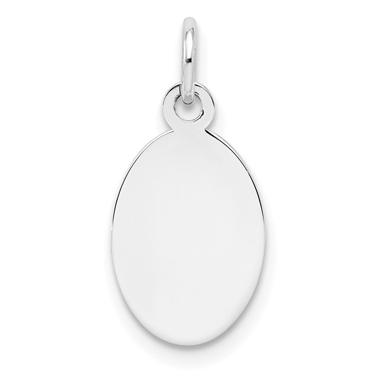 Sterl Silver Rh-plt Engraveable Oval Polished Front/Satin Back Disc Charm (QM452/18)