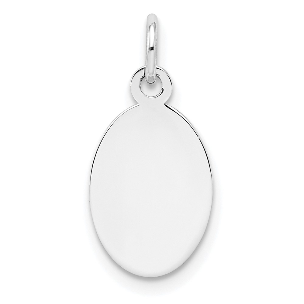 Sterl Silver Rh-plt Engraveable Oval Polished Front/Satin Back Disc Charm (QM452/18)