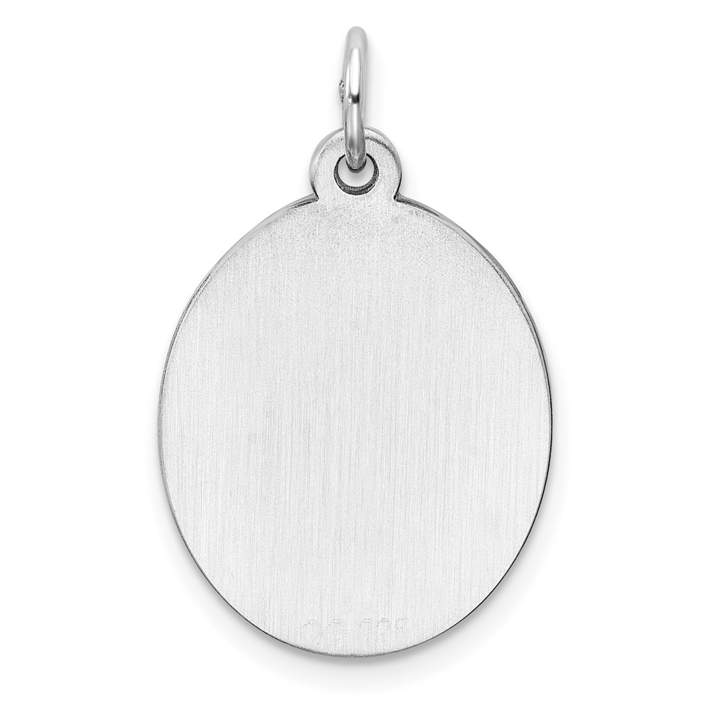 Sterling Silver Rhod-plate Eng. Oval Polish Front/Satin Back Disc Charm (QM453/27)