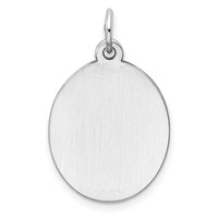 Sterling Silver Rhod-plate Eng. Oval Polish Front Back Disc Charm view 4