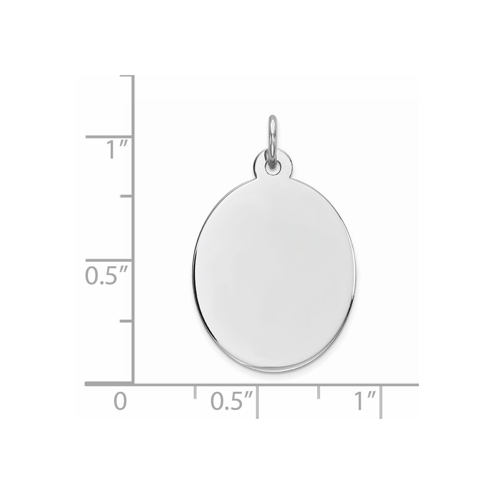 Sterling Silver Rhod-plate Eng. Oval Polish Front/Satin Back Disc Charm (QM453/27)