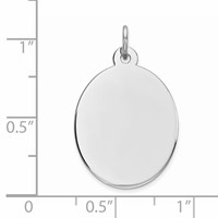 Sterling Silver Rhod-plate Eng. Oval Polish Front Back Disc Charm view 3