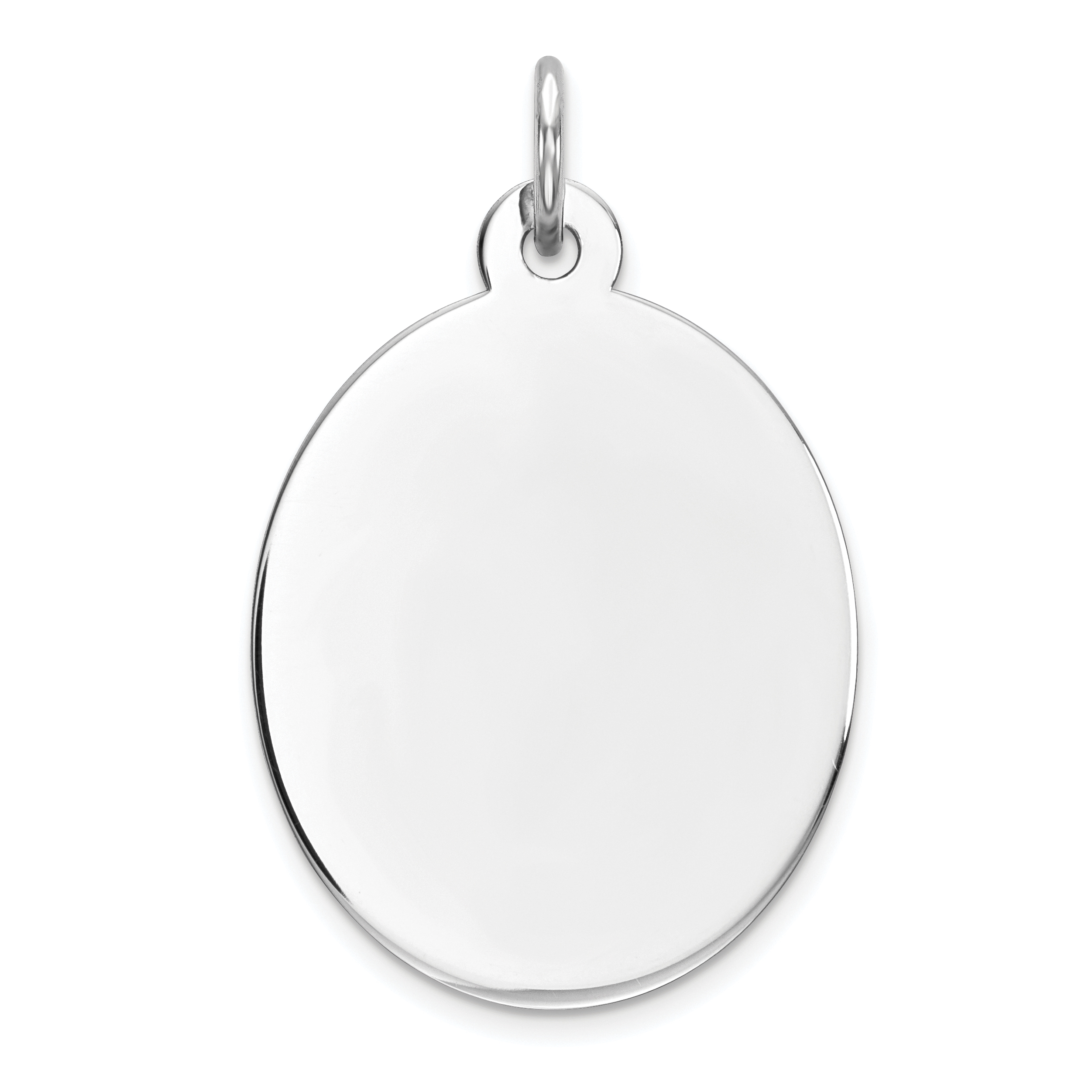 Sterling Silver Rhod-plate Eng. Oval Polish Front/Satin Back Disc Charm (QM453/18)