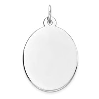 Sterling Silver Rhod-plate Eng. Oval Polish Front Back Disc Charm view 1