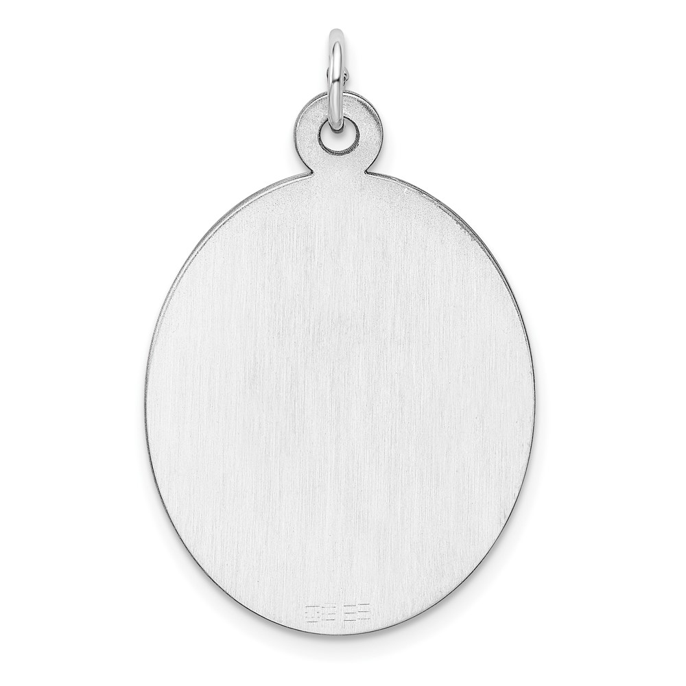 Sterling Silver Rhod-plate Eng. Oval Polish Front/Satin Back Disc Charm (QM454/35)