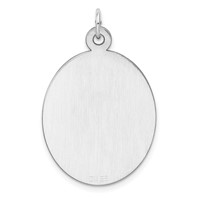 Sterling Silver Rhod-plate Eng. Oval Polish Front Satin Back Disc Charm view 4