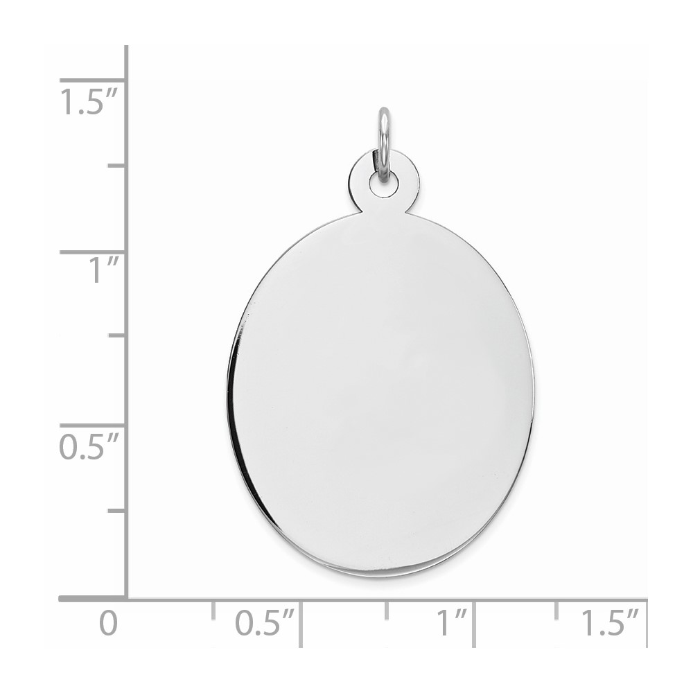 Sterling Silver Rhod-plate Eng. Oval Polish Front/Satin Back Disc Charm (QM454/35)