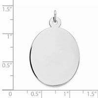 Sterling Silver Rhod-plate Eng. Oval Polish Front Satin Back Disc Charm view 3