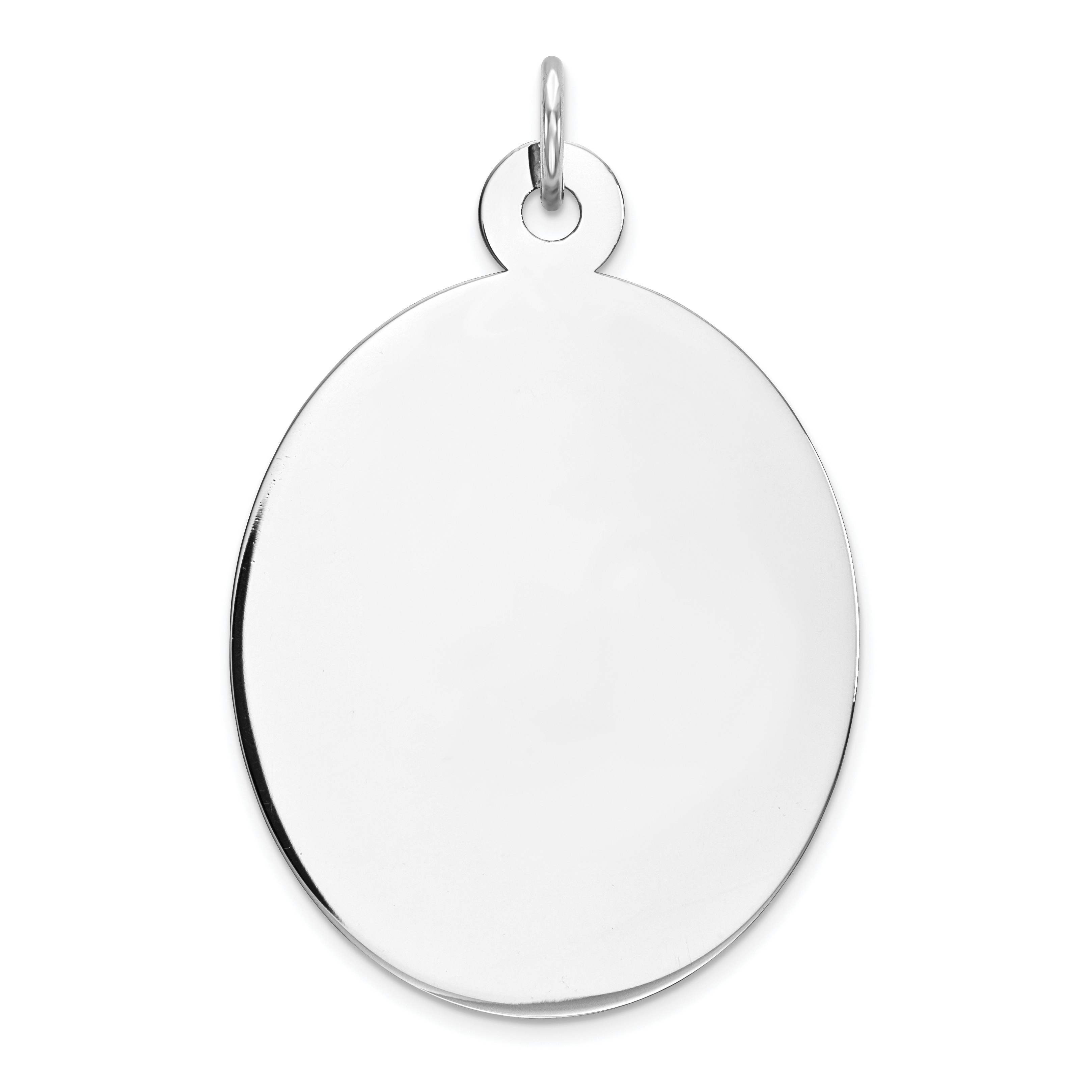 Sterling Silver Rhod-plate Eng. Oval Polish Front/Satin Back Disc Charm (QM454/35)