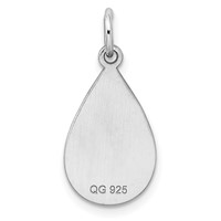 SSilver Rh-plt Engravable Teardrop Polished Front Satin Back Disc Charm view 4