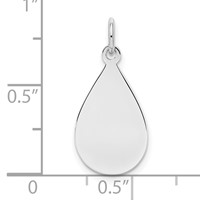 SSilver Rh-plt Engravable Teardrop Polished Front Satin Back Disc Charm view 3