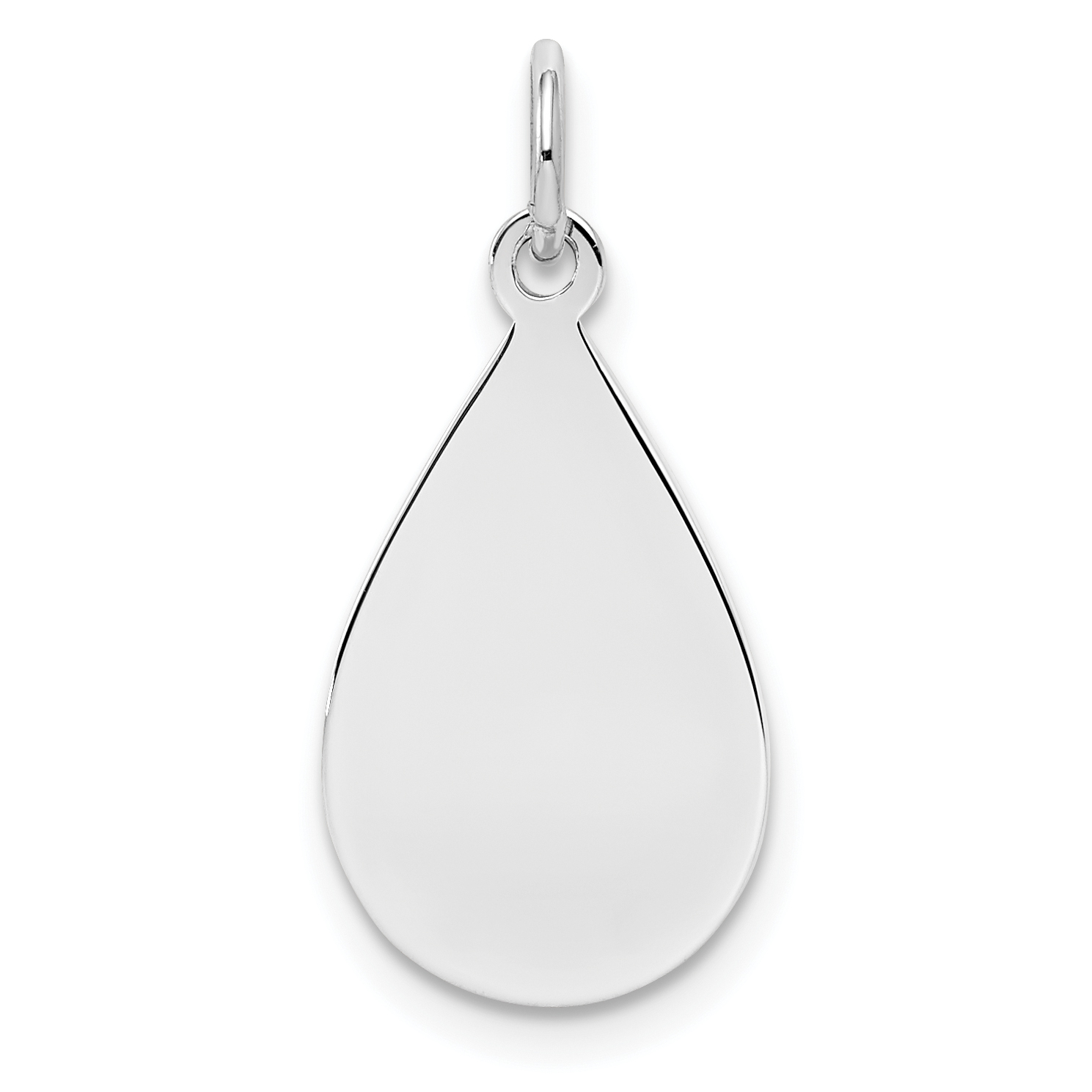 SS Rh-plt Engraveable Teardrop Polished Front/Satin Back Disc Charm (QM455/27)