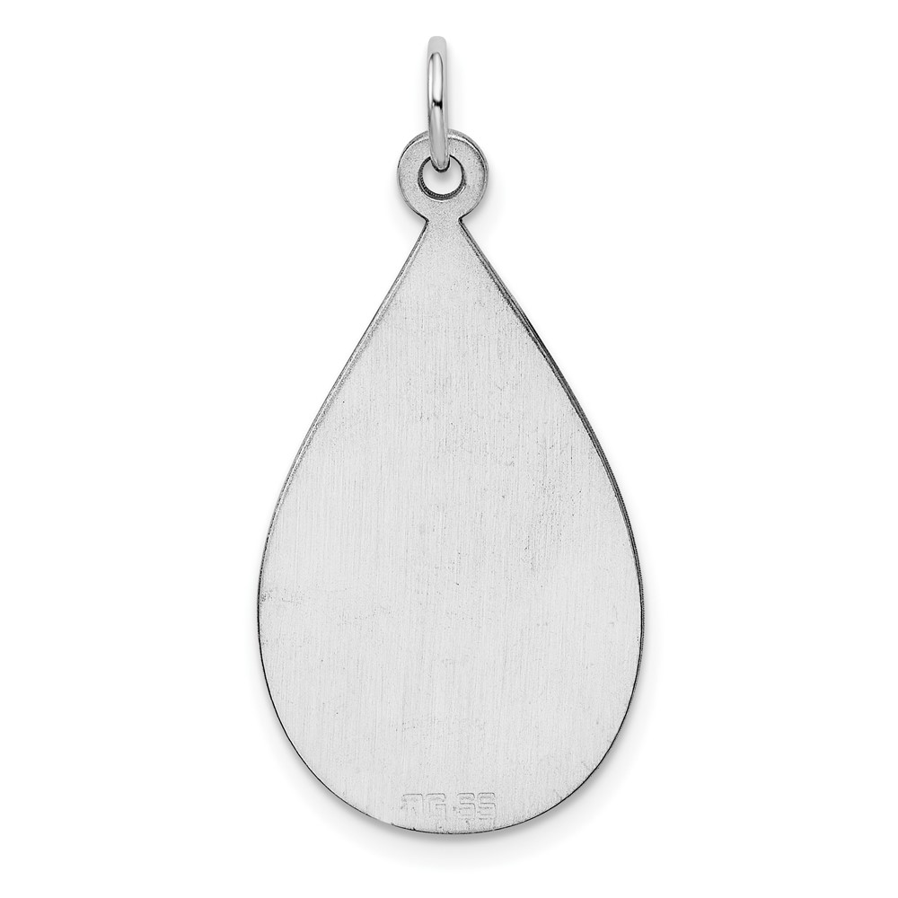 SS Rh-plt Engraveable Teardrop Polished Front/Satin Back Disc Charm (QM456/27)