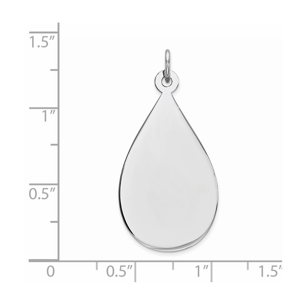 SS Rh-plt Engraveable Teardrop Polished Front/Satin Back Disc Charm (QM456/27)