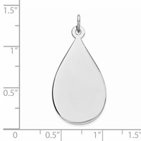 SSilver Rh-plt Engravable Teardrop Polished Front Satin Back Disc Charm view 3
