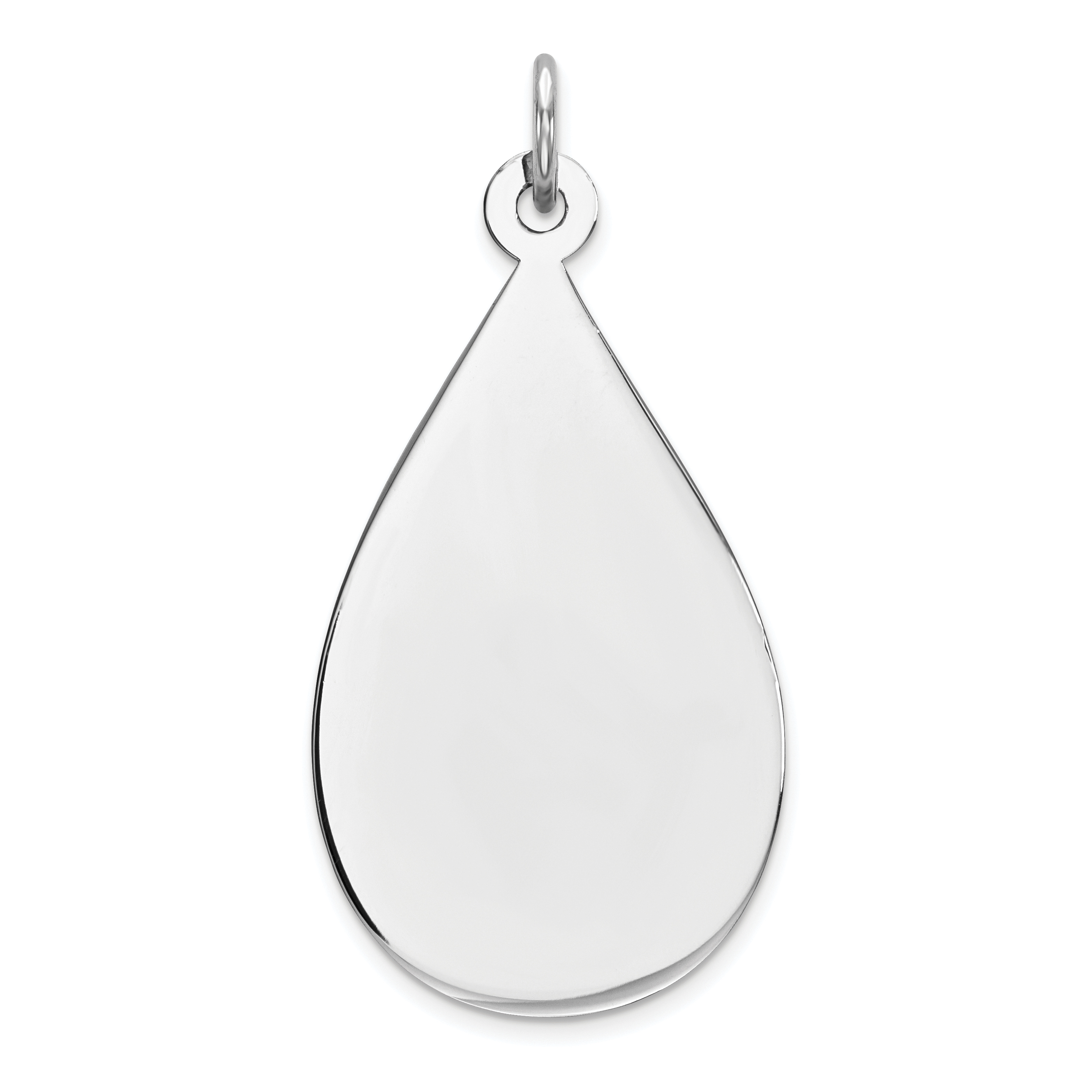 SS Rh-plt Engraveable Teardrop Polished Front/Satin Back Disc Charm (QM456/27)